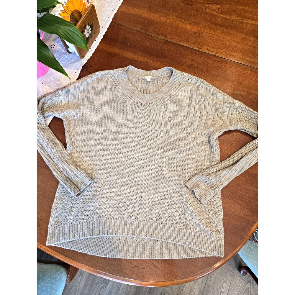 Gap Women's Solid Gray Knit Crewneck Long Sleeve Pullover Sweater Size M